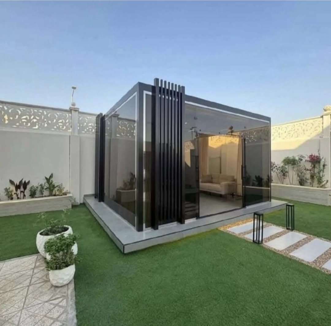 Aluminium garden glass house with floor-to-ceiling panels, installed in Oman by Oman Glass House
